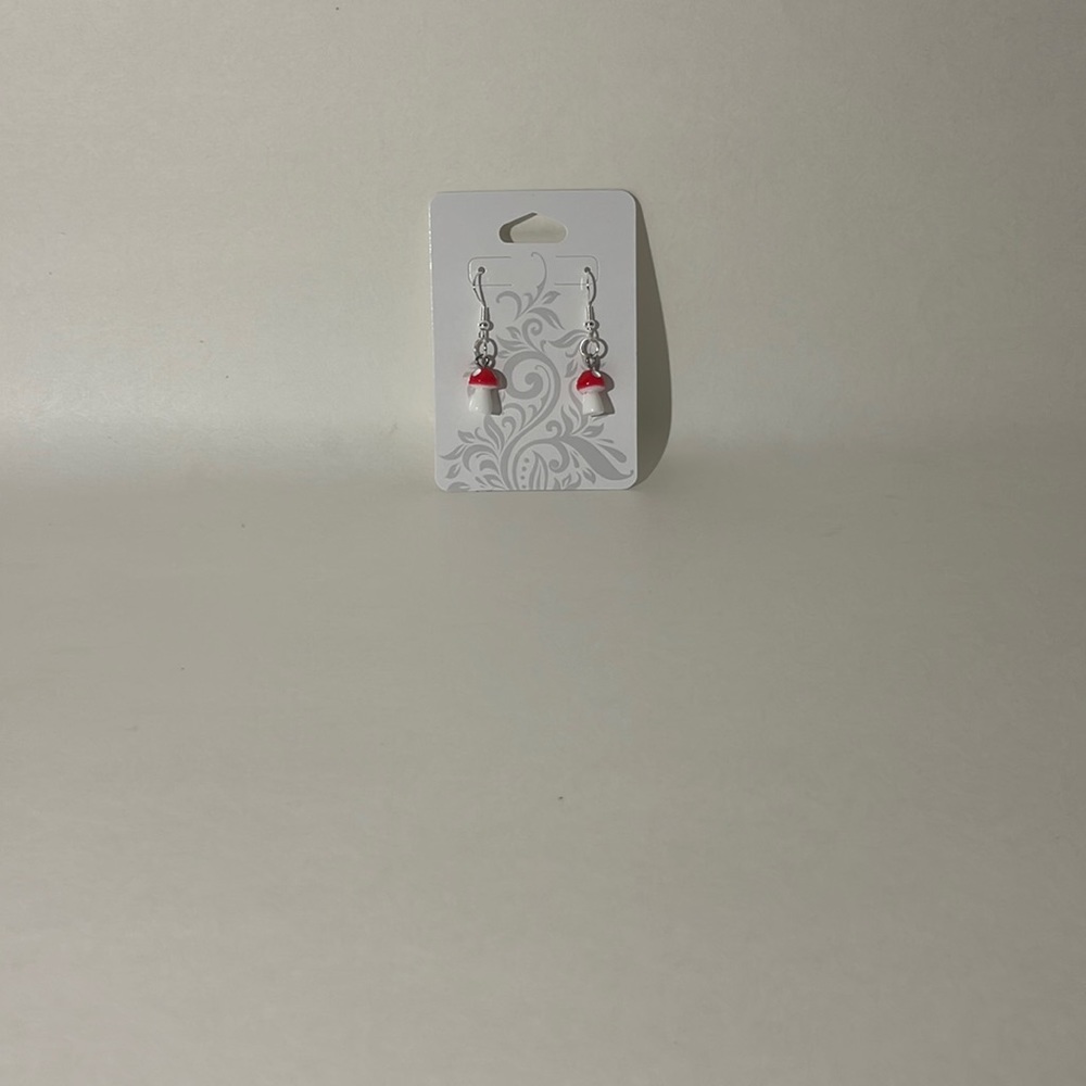 Red mushroom earrings handmade